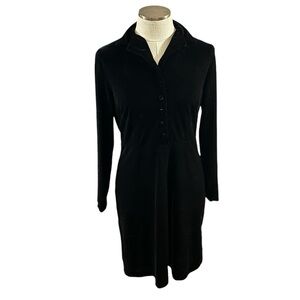 Eddie Bauer Stylish Black Long Sleeve Collared Dress